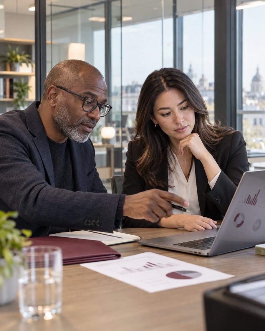 Consultant analysant une demande client